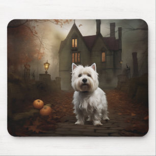 Alfombrilla De Ratón West Highland White Terrier Halloween Aterrador