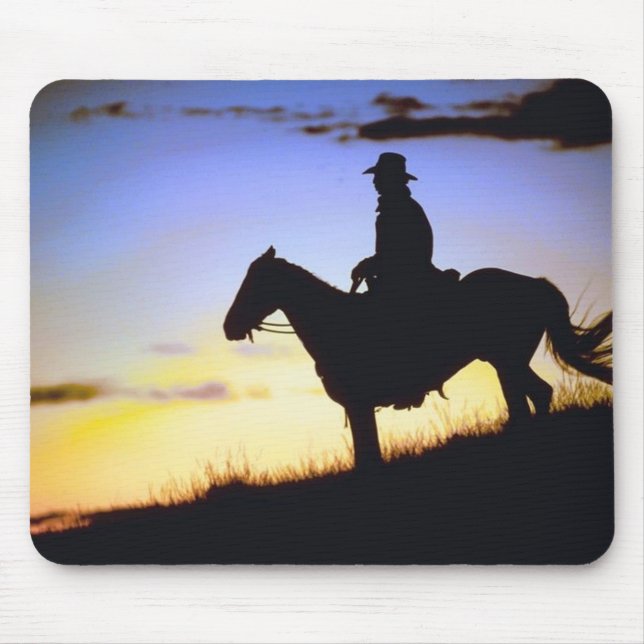 Alfombrilla De Ratón Western Cowboy Sunset Silhouette (Frente)