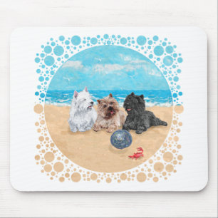 Alfombrilla De Ratón Westie con Cairn Terriers en la Playa