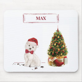 Alfombrilla De Ratón Westie Divertido Perro de Navidad con Árbol