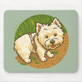 Alfombrilla De Ratón Westie feliz en el sendero natural