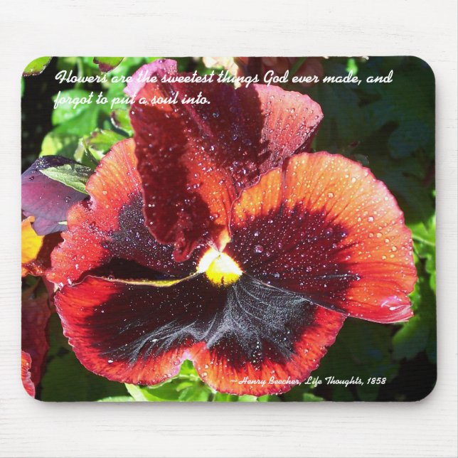 Alfombrilla De Ratón Wet Pansy con Henry Beecher cita mousepad (Frente)