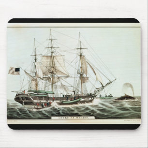 Alfombrilla De Ratón Whaler americano, grabado por el curtidor de