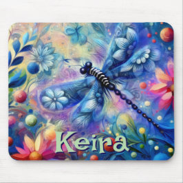 Alfombrilla De Ratón Whimsical Abstract Dragonfly Floral Personalized
