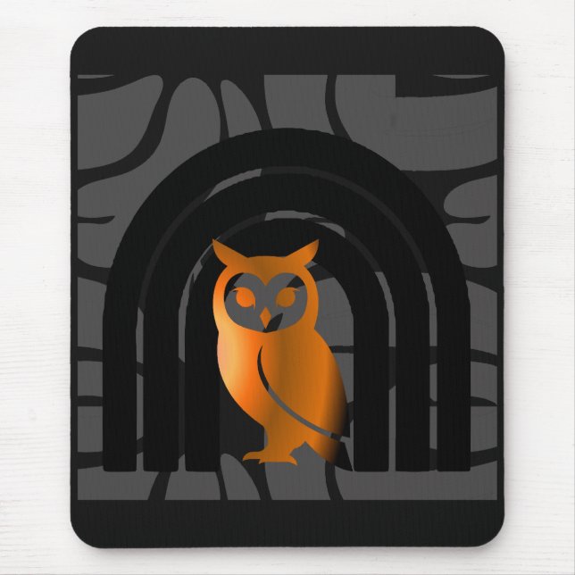 Alfombrilla De Ratón Whimsical Boho Owl & Tropical Monstera Leaf (Frente)