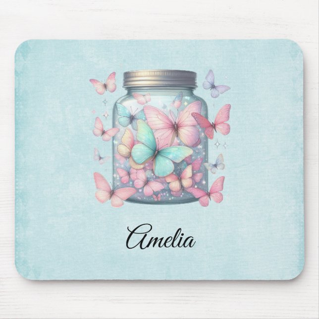 Alfombrilla De Ratón Whimsical Butterflies in a Jar (Frente)