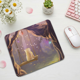 Alfombrilla De Ratón Whimsical Cat on a Swing Mouse Pad