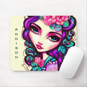 Alfombrilla De Ratón Whimsical Chica Artístico Mouse Pad