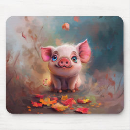 Alfombrilla De Ratón Whimsical Fall Piglet Mouse Pad