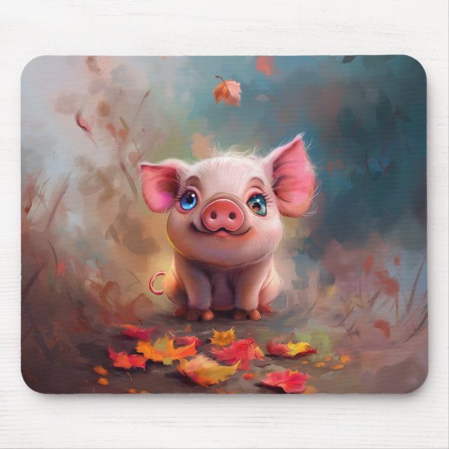 Alfombrilla De Ratón Whimsical Fall Piglet Mouse Pad (Frente)