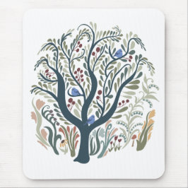 Alfombrilla De Ratón Whimsical Folk Art Forest Tones Earth Mousepad
