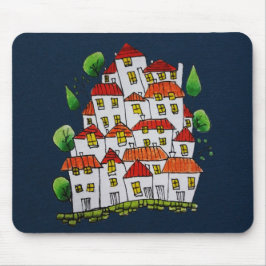 Alfombrilla De Ratón Whimsical House Mousepad (Doodle - dibujado a mano