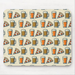 Alfombrilla De Ratón Whimsical Pizza and Beer Pattern