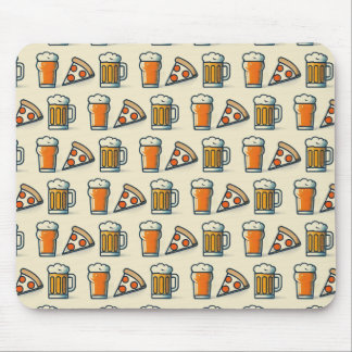 Alfombrilla De Ratón Whimsical Pizza and Beer Pattern