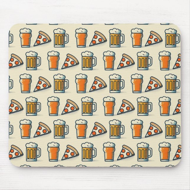 Alfombrilla De Ratón Whimsical Pizza and Beer Pattern (Frente)