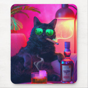 Alfombrilla De Ratón Whiskey de la bebida del gato del caballero Barr