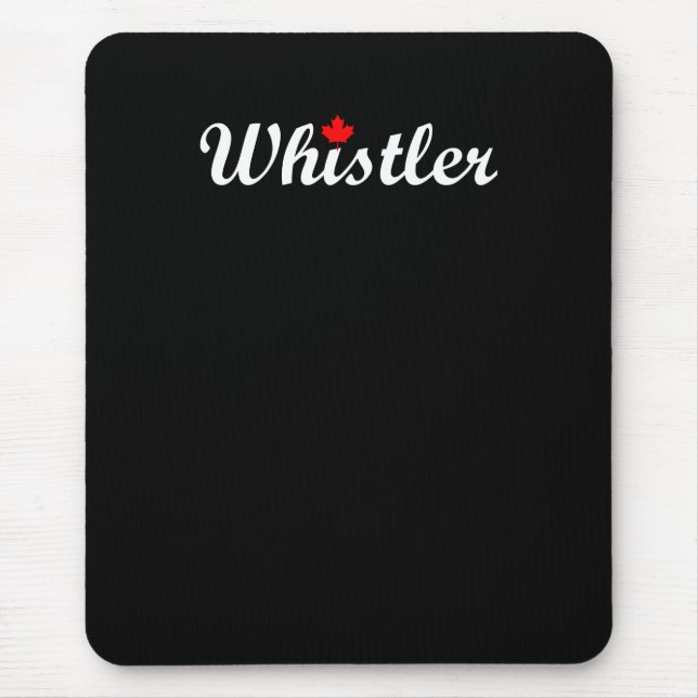 Alfombrilla De Ratón Whistler Canada Script Text Maple Leaf Dark (Frente)