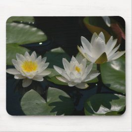 Alfombrilla De Ratón White Lotus Waterlilies Lily Pads Mouse Pad