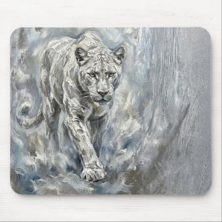 Alfombrilla De Ratón White Panther Mousepad – Ethereal Majesty Desk Art