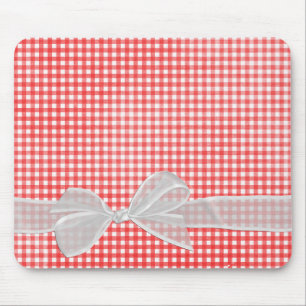 Alfombrilla De Ratón White Sheer Bow En Gingham