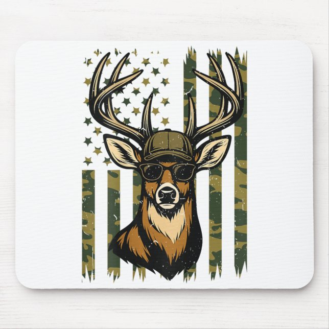 Alfombrilla De Ratón Whitetail Buck Youth Boy Deer Hunting Camo America (Frente)