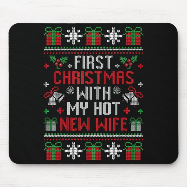 Alfombrilla De Ratón Wife Husband First Christmas Just Married Christma (Frente)