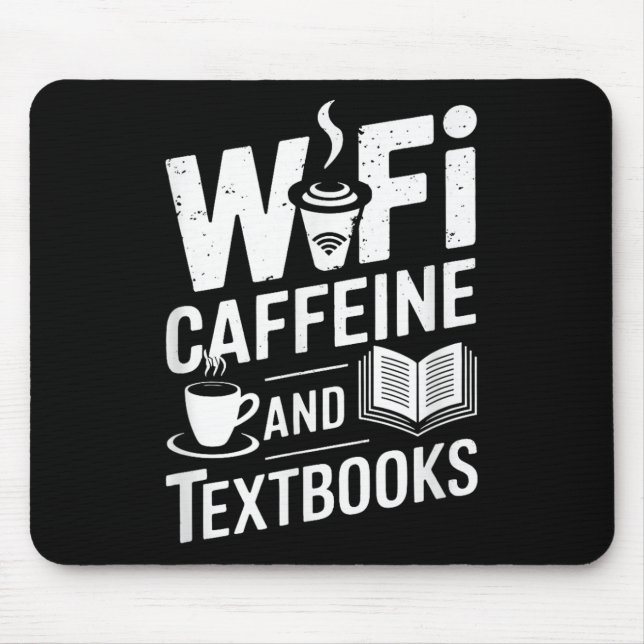 Alfombrilla De Ratón Wifi Cafeína y Libros de Texto (Frente)