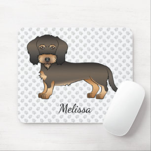 Alfombrilla De Ratón Wild Boar Wire Haired Dachshund Cartoon Dog & Name