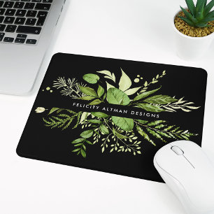 Alfombrilla De Ratón Wild Meadow   Personalizado Botánico Negro y Verde