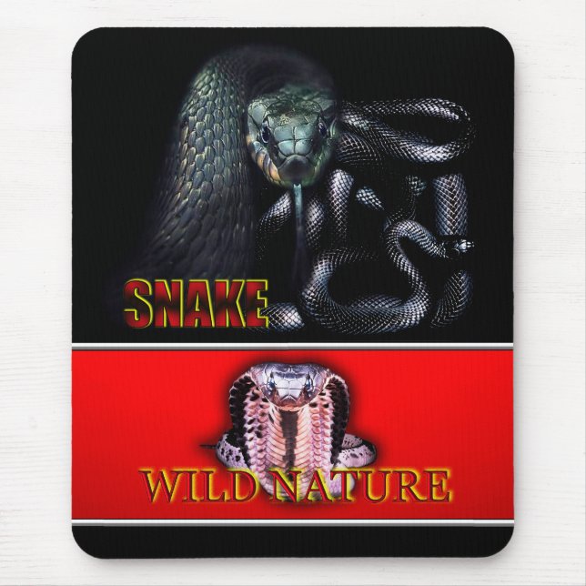 Alfombrilla De Ratón WILD NATURE - colección de diseño de SNAKE negro (Frente)