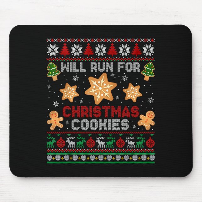 Alfombrilla De Ratón Will Run For Christmas Cookies Gingerbread Lover U (Frente)