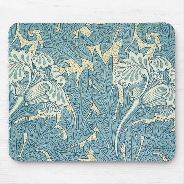 Alfombrilla De Ratón William Morris Classic Tulip Blue Floral (Frente)