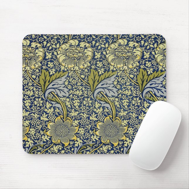 Alfombrilla De Ratón William Morris Kennet Floral Wallpaper Blue (Con ratón)