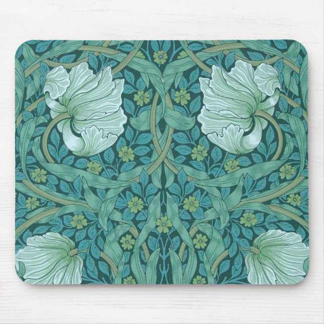Alfombrilla De Ratón William Morris - Patrón de Pimpernel Verde (Frente)