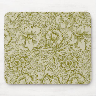 Alfombrilla De Ratón William Morris Poppy Classic Floral Green