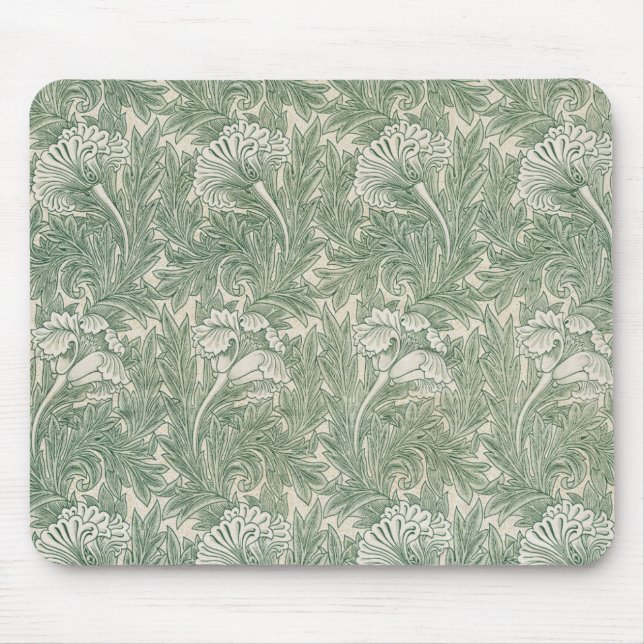 Alfombrilla De Ratón william morris tulip papel tapiz verde (Frente)