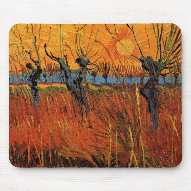 Alfombrilla De Ratón Willows at Sunset de Vincent van Gogh (Frente)