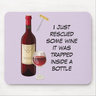 Alfombrilla De Ratón Wine bottle and glass illustration