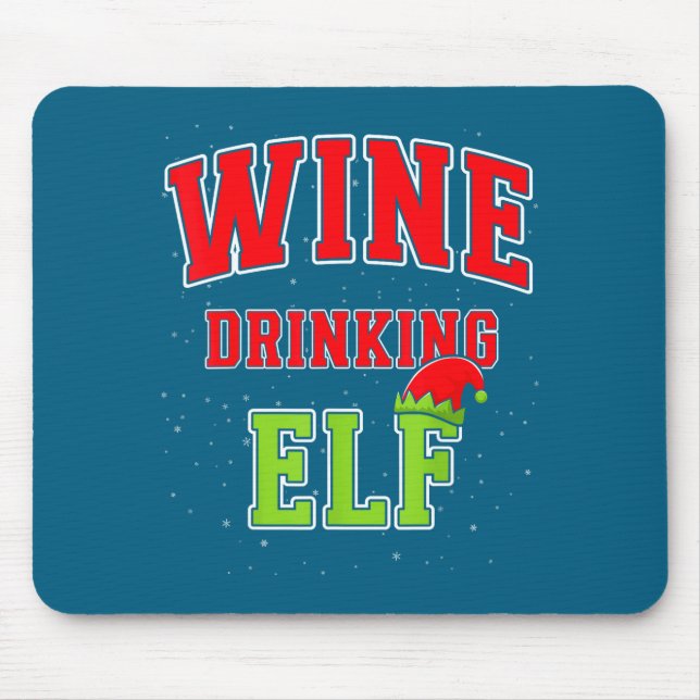 Alfombrilla De Ratón Wine Drinking Elf Christmas Family Matching Group  (Frente)