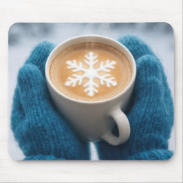 Alfombrilla De Ratón Winter Coffee With Mittens and Snowflake
