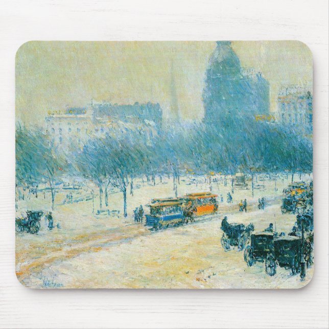 Alfombrilla De Ratón Winter in Union Square by Frederick Childe Hassam (Frente)