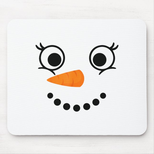 Alfombrilla De Ratón Winter Snowman Face Eyelashes Christmas Xmas Fun D (Frente)