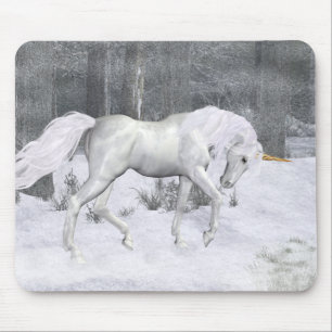Alfombrilla De Ratón Winter Unicorn... arte de fantasía