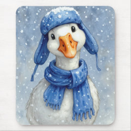 Alfombrilla De Ratón Winter White Goose With Blue Scarf