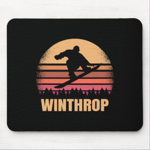 Alfombrilla De Ratón Winthrop Washington Snowboarding Snow Boarder Retr