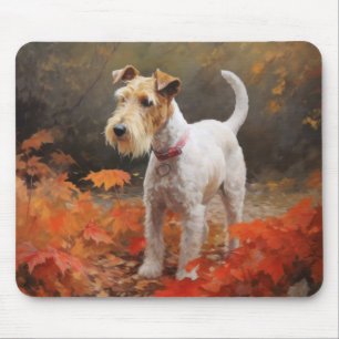 Alfombrilla De Ratón Wirefox Terrier en otoño hojas caídas inspiran