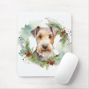 Alfombrilla De Ratón Wirefox Terrier Navidades Wreath Festive Pup