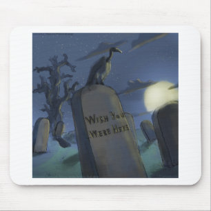 Alfombrilla De Ratón Wish U Were Here Funny Halloween Headstone Gift
