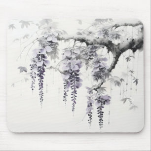 Alfombrilla De Ratón Wisteria Flores Pintura de tinta