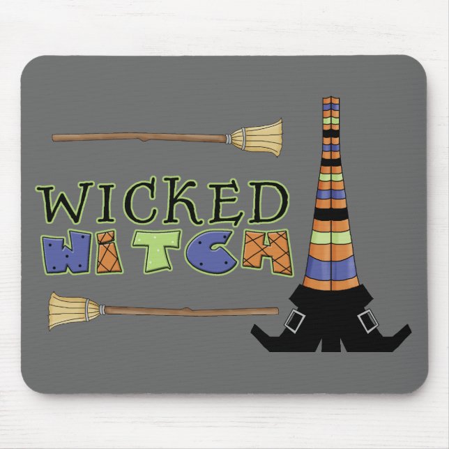 Alfombrilla De Ratón Witch Stockings Boot Broom Stick (Frente)